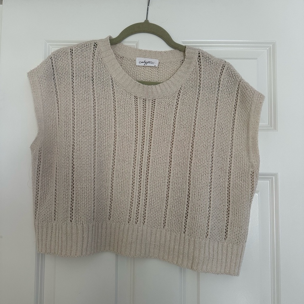 Carly Jean Los Angeles Cream Knit Top